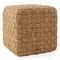 Casafield Seagrass Cube Ottoman, 18" W x 18" D x 18" H Square, Handwoven Pouf Ottoman Footrest, Indoor Boho Home Decor for Living Room, Apartment